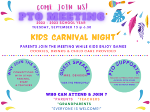 PTO Meeting, Kids Carnival Night
