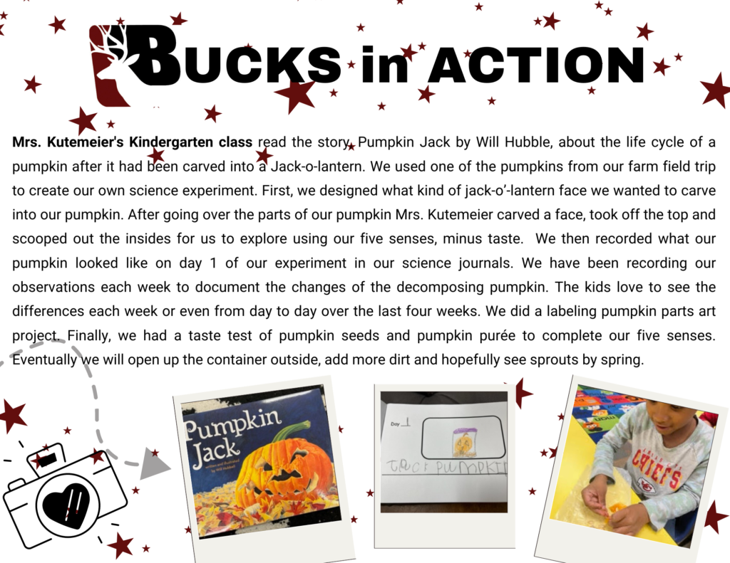 Bucks in Action - Mrs. Kutemeier's class learning about pumpkins