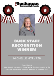 Buck Staff Appreciation December 2022 Winner, Michelle Horvath