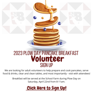 2023 Plow Day Pancake Breakfast Volunteer SIgn Up Image of PDF