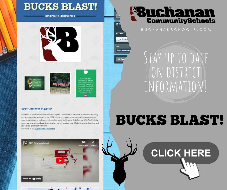 Bucks Blast 8-31-2023, Stay up to date on district information, Click here!