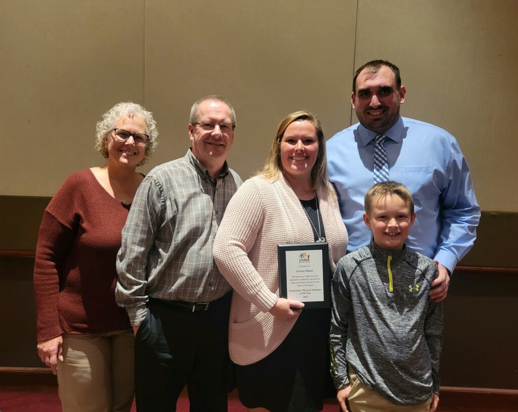 Mrs. Maurer with her family in attendance at the award ceremony.