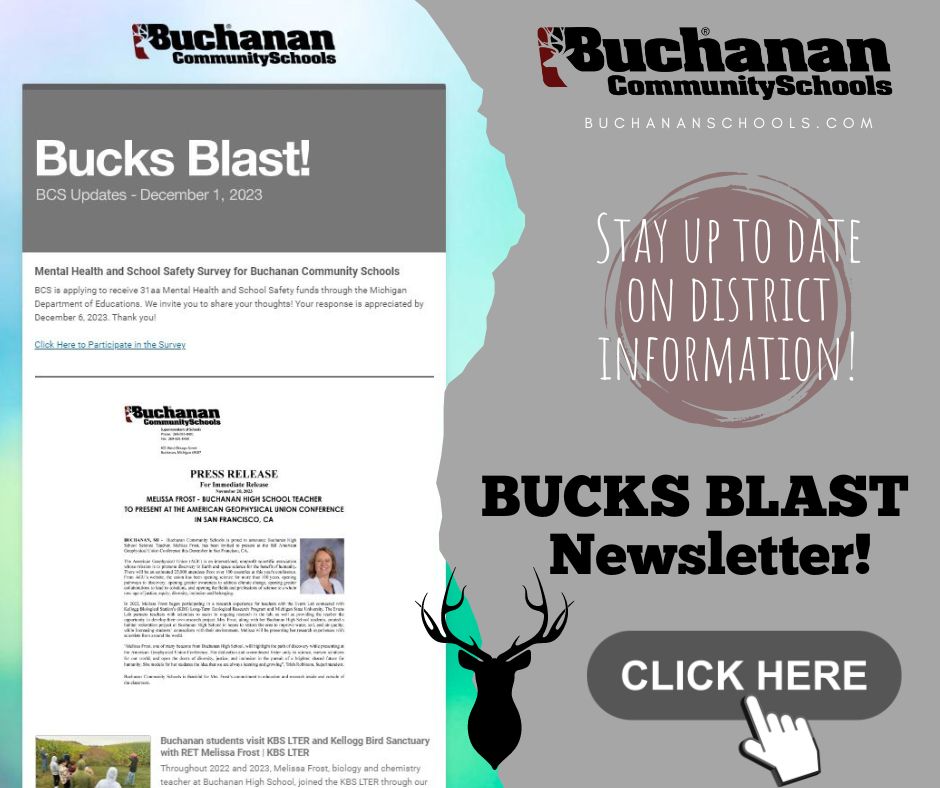 Bucks Blast Newsletter 12-1-2023. Click here to stay up to date on district information!