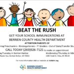 BEAT THE RUSH GET YOUR SCHOOL IMMUNIZATIONS AT BERRIEN COUNTY HEALTH DEPARTMENT ATTENTION PARENTS OF Incoming Preschoolers - Kindergarteners - 7 th Graders - Out of State/Transfer Students CALL TODAY (269)926-7121 to make an appointment Monday/Tuesday in Benton Harbor Wednesday/Thursday in Niles 2149 E. Napier Ave. Benton Harbor, MI 49022 1205 Front St. Niles, MI 49120 For more information visit our website at: bchdmi.org