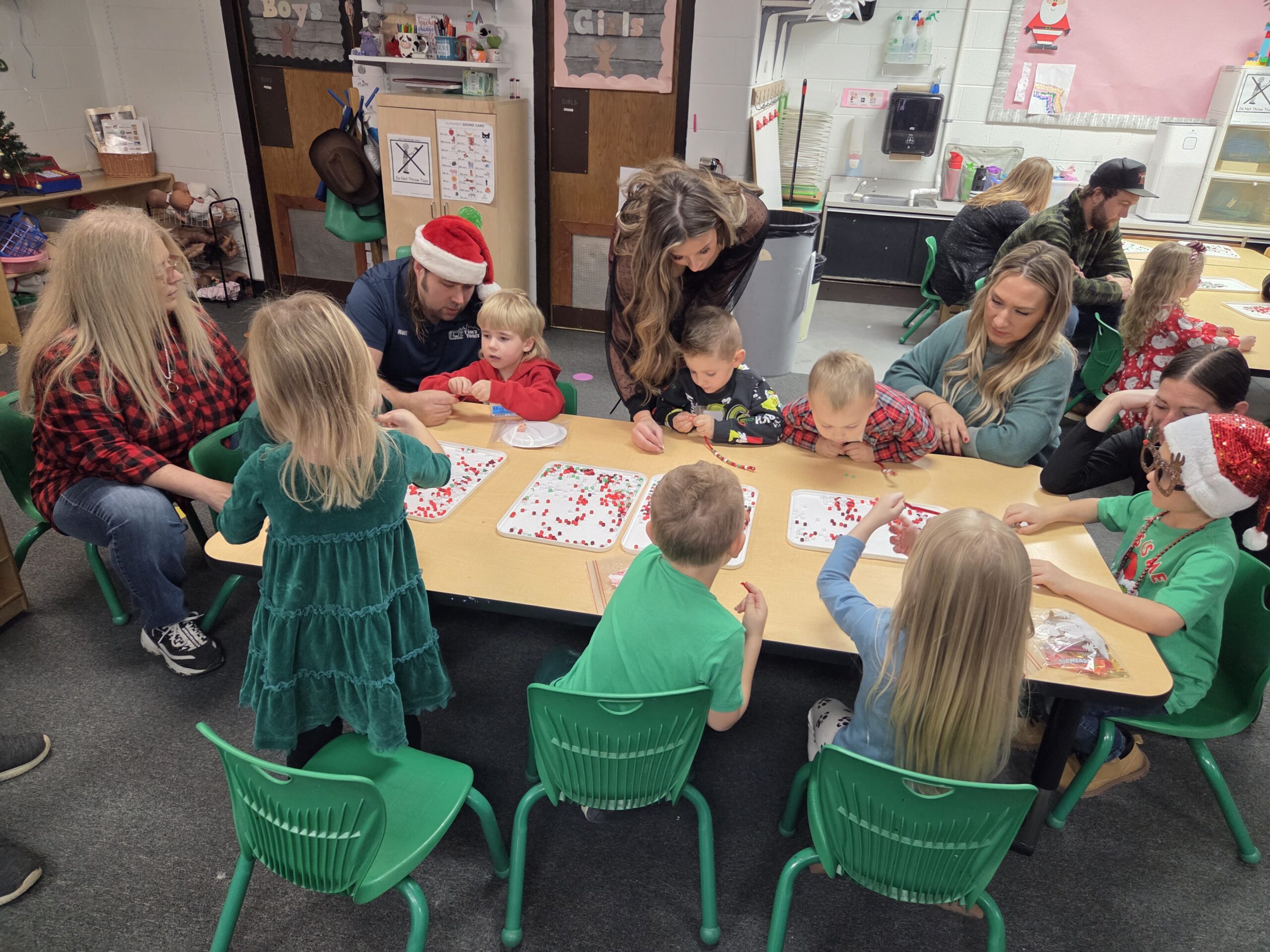 Students enjoying the jingle bell bash activities.