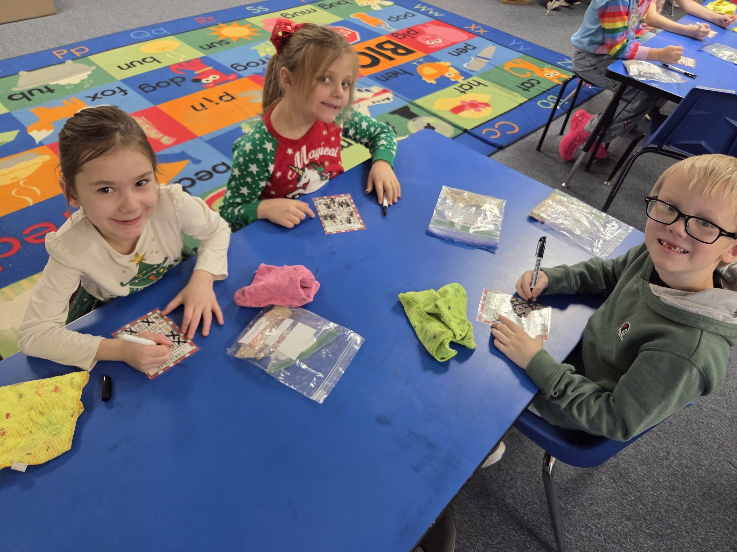 Students playing bingo.
