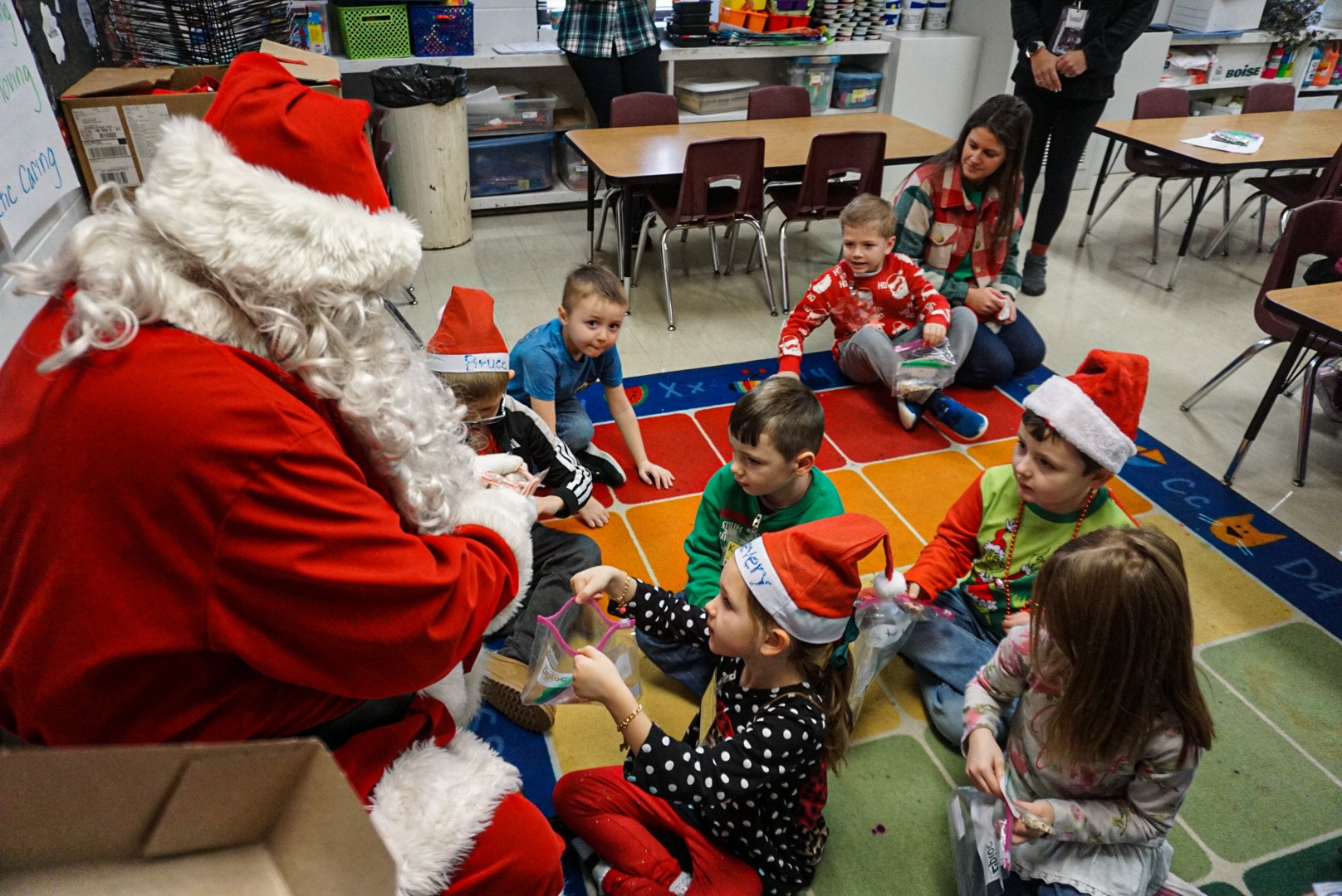Students enjoying the jingle bell bash activities.