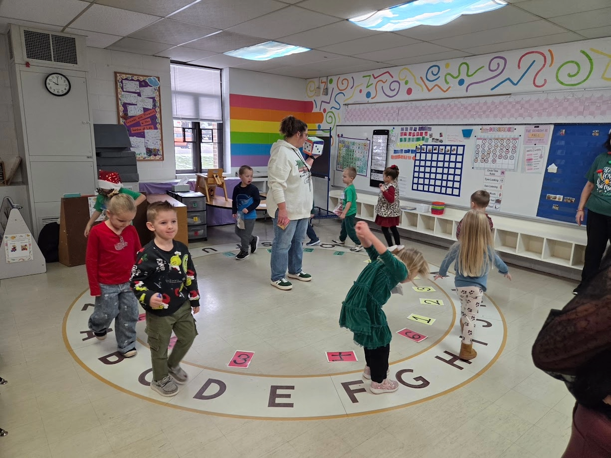 Students enjoying the jingle bell bash activities.