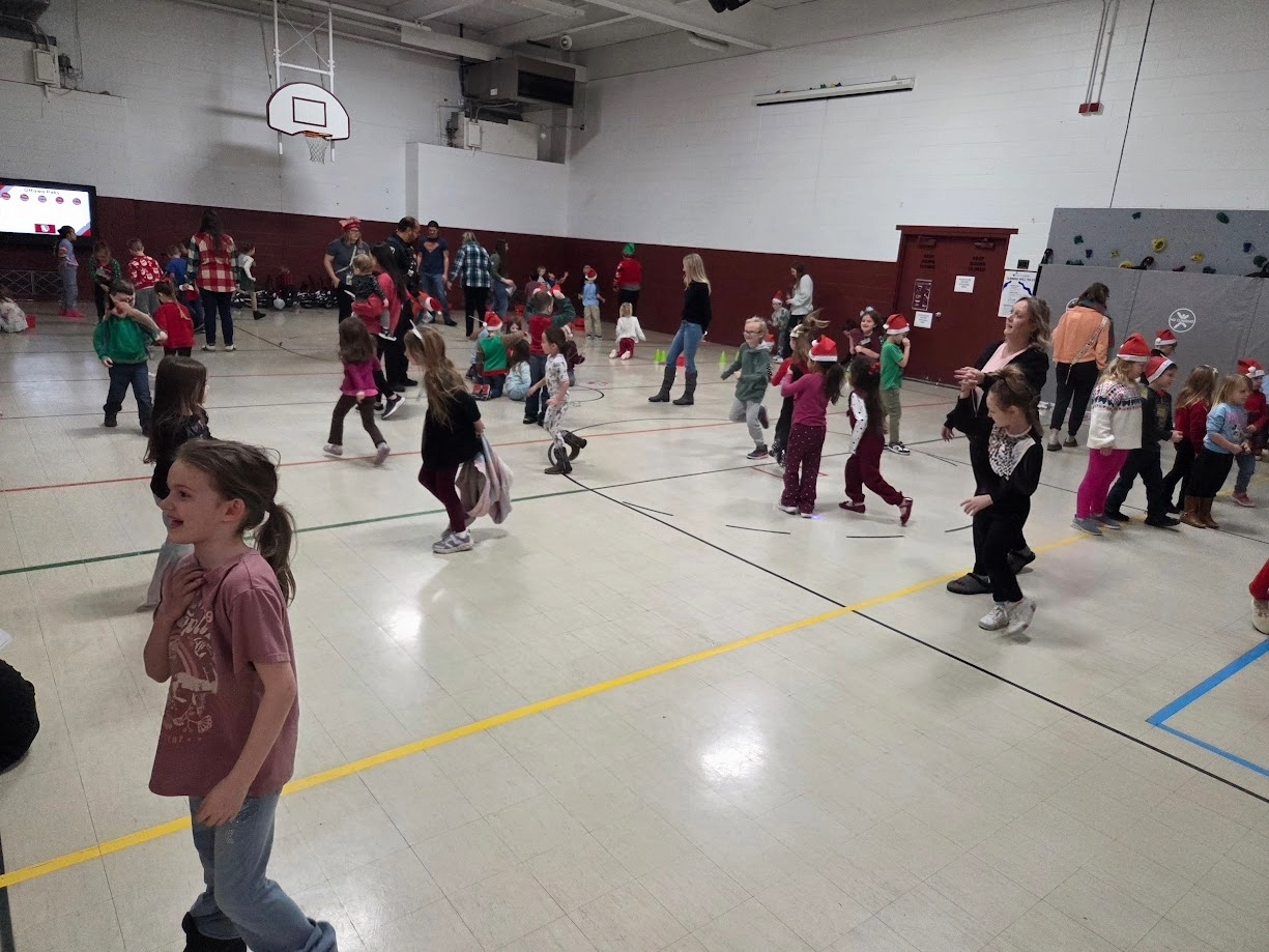 Students enjoying the jingle bell bash activities.