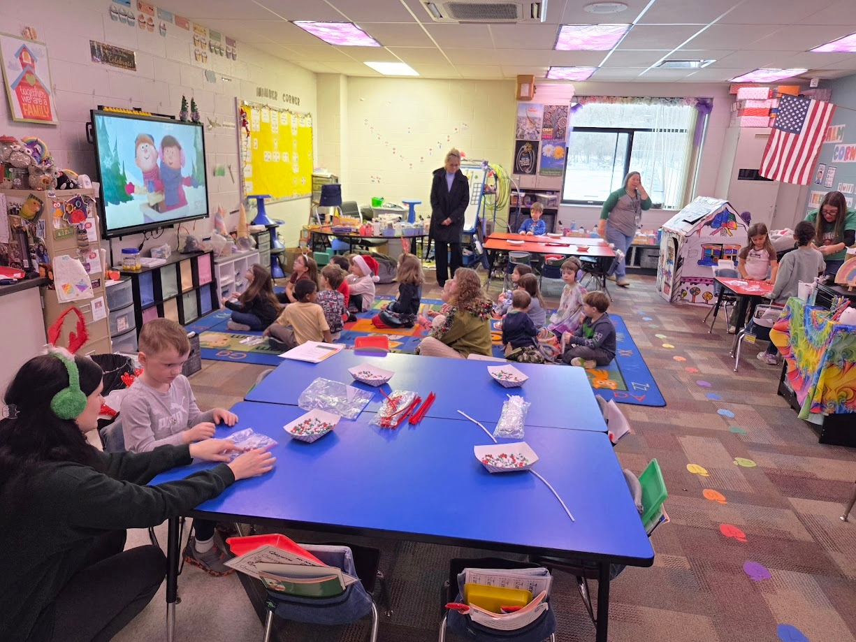 Students enjoying the jingle bell bash activities.
