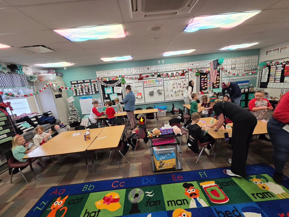 Students enjoying the jingle bell bash activities.