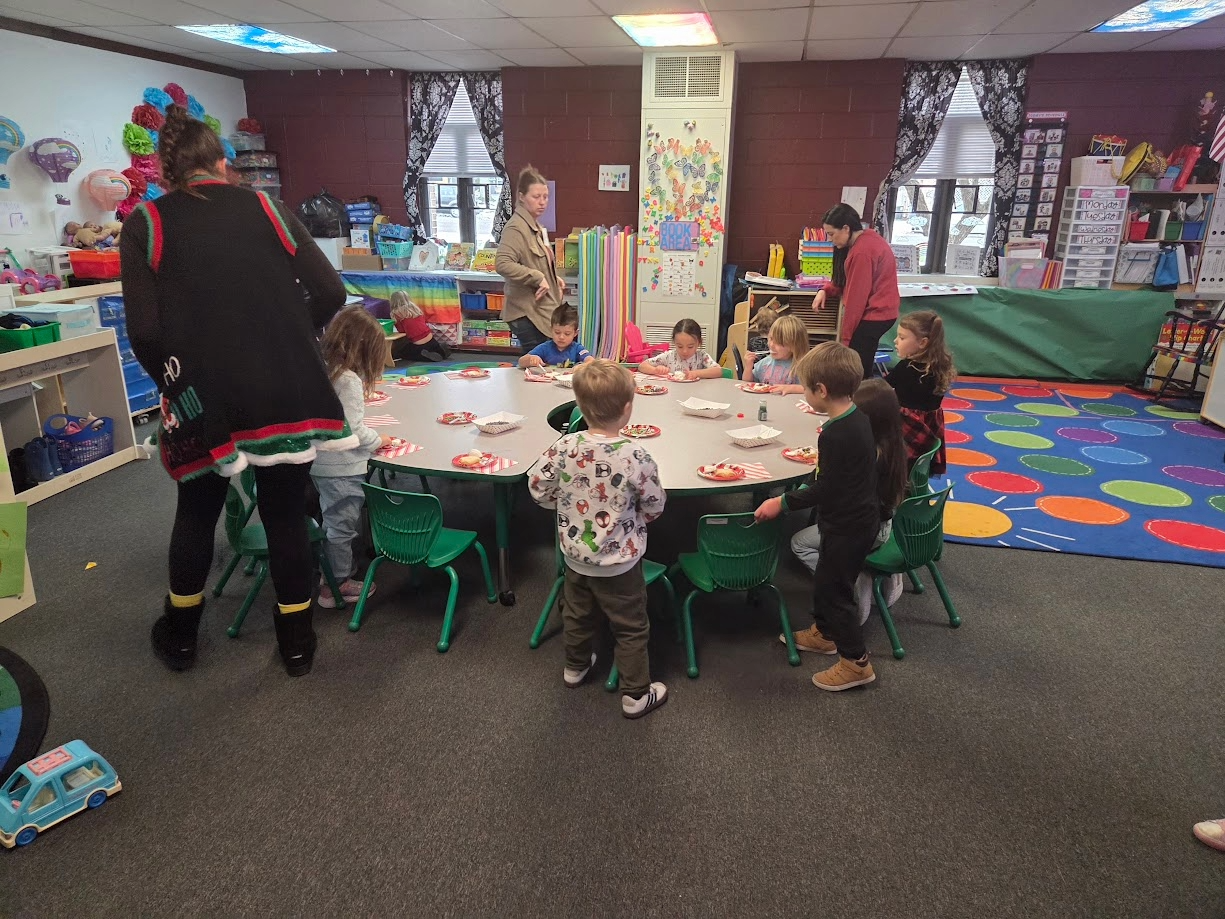 Students enjoying the jingle bell bash activities.