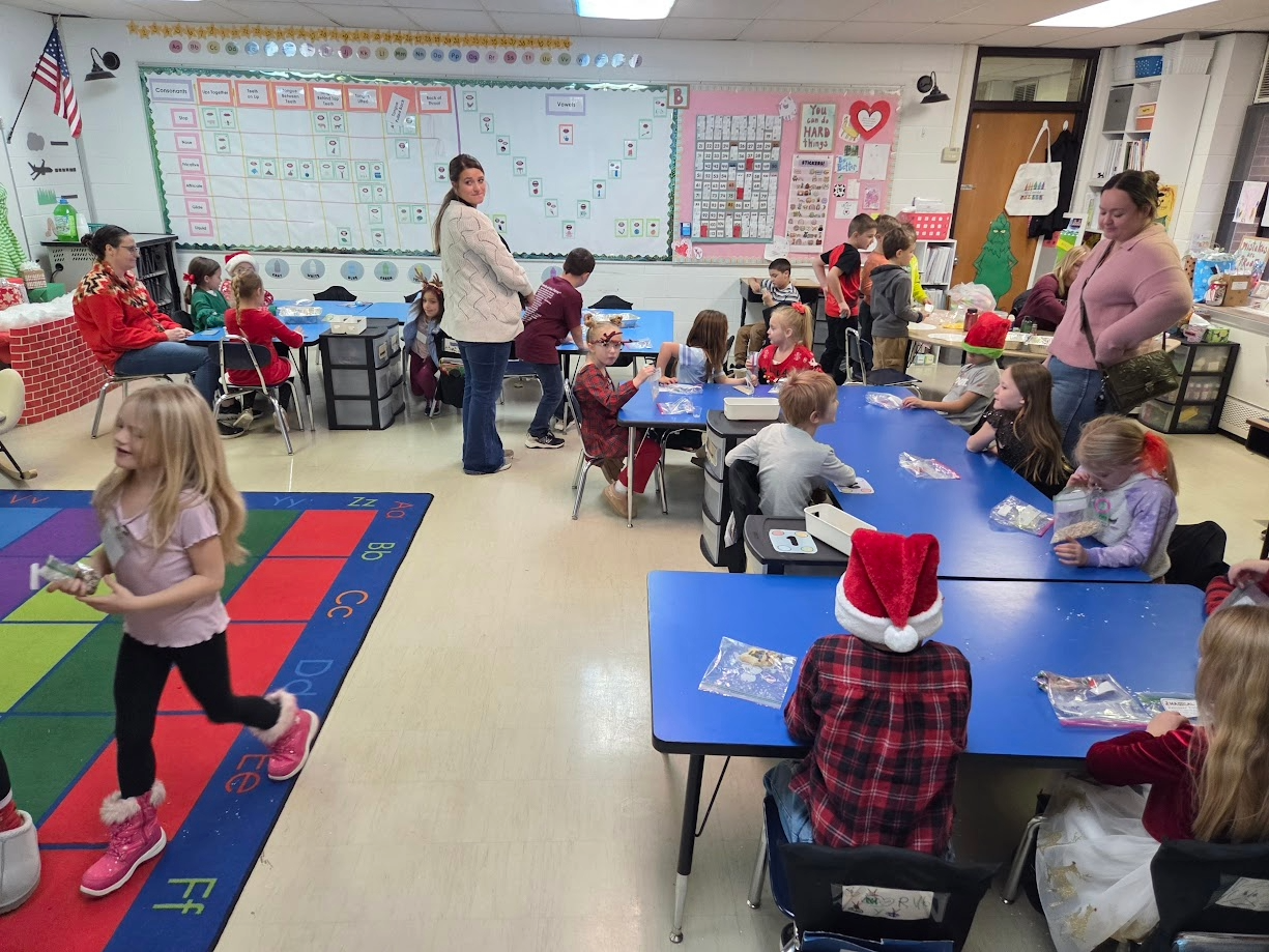 Students enjoying the jingle bell bash activities.