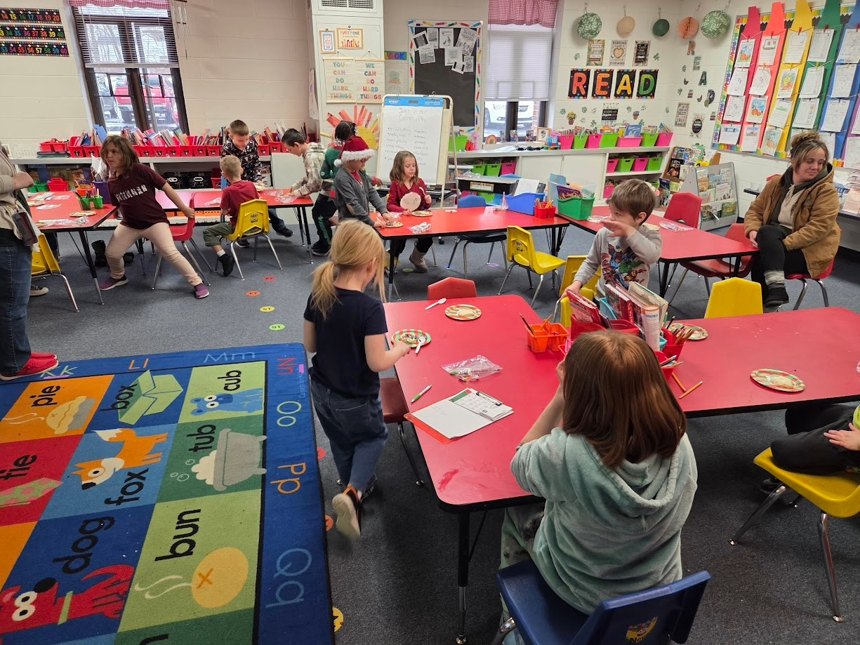 Students enjoying the jingle bell bash activities.