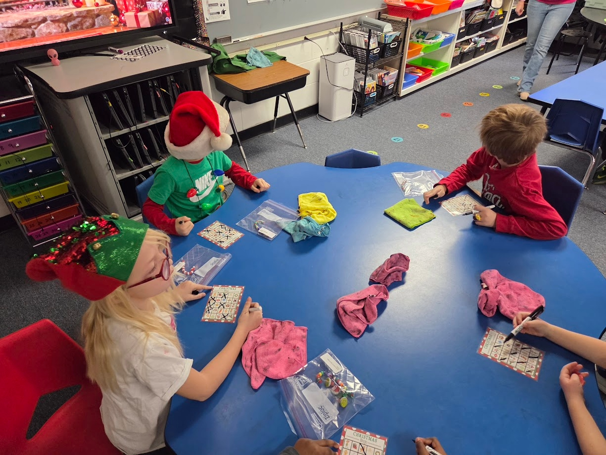 Students playing bingo.