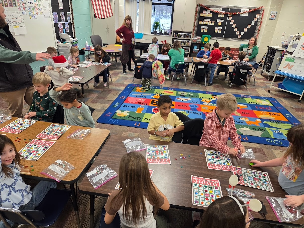 Students playing bingo.