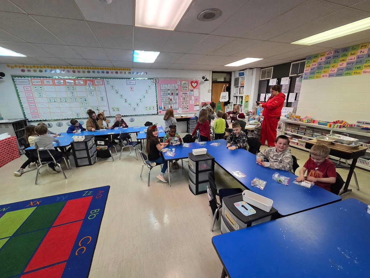 Students enjoying the jingle bell bash activities.