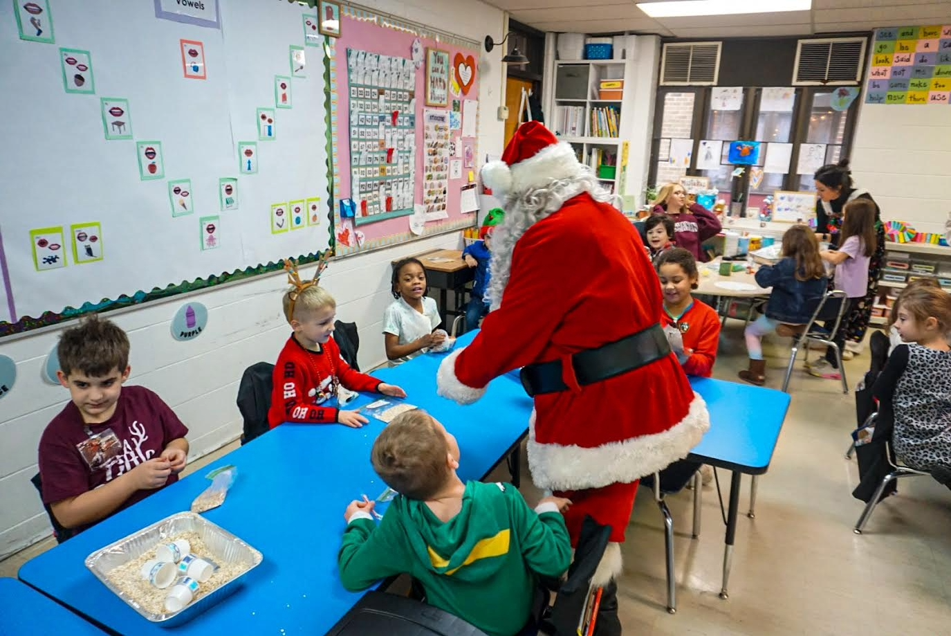 Students enjoying the jingle bell bash activities.