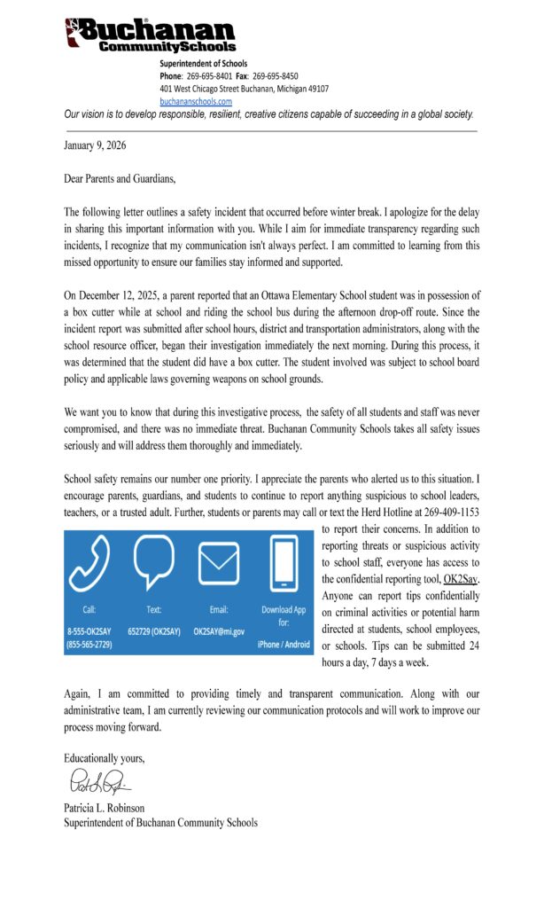 Image of page 1 of 1-9-2026 Ottawa Incident Notification PDF