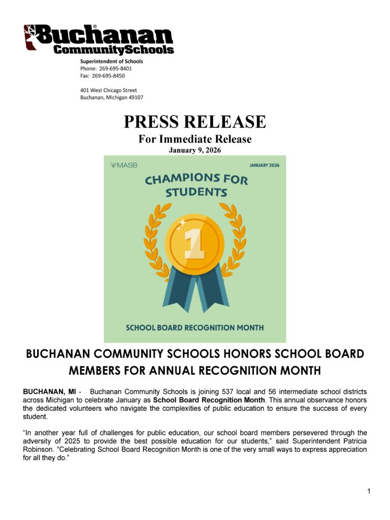 Image of Page 1 of Press Release BCS Honors School Board Member for Annual Recognition Month PDF